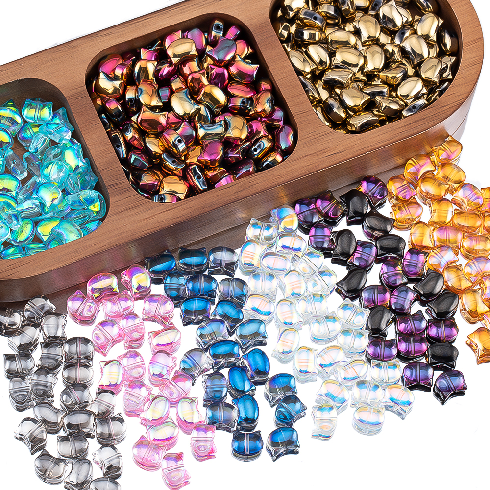 Mobile Electronics Gadgets - 50pcs Colorful Cat Head Glass Spacer