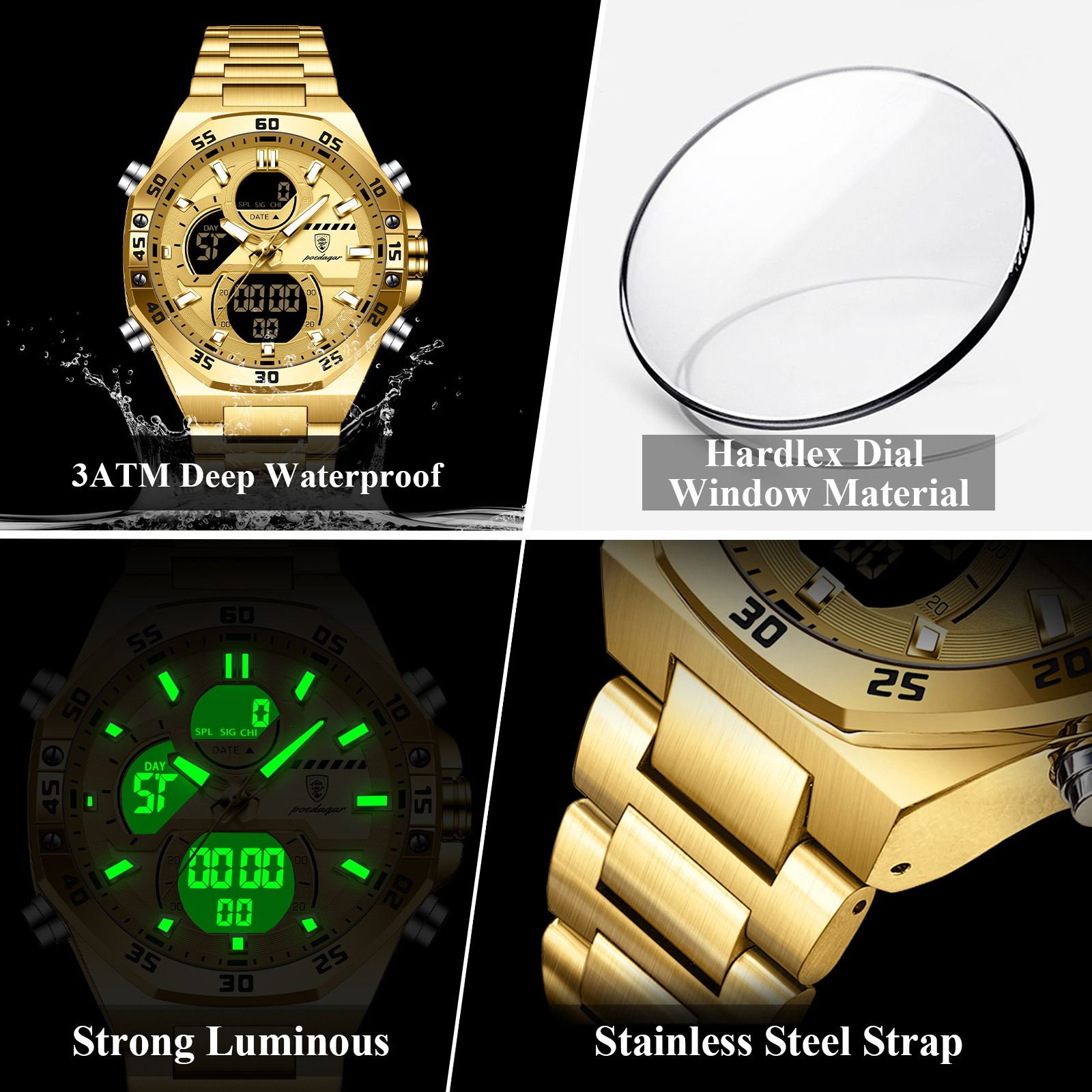 POEDAGAR Sport Men Watch LED W - Electronic Gift recension och pris