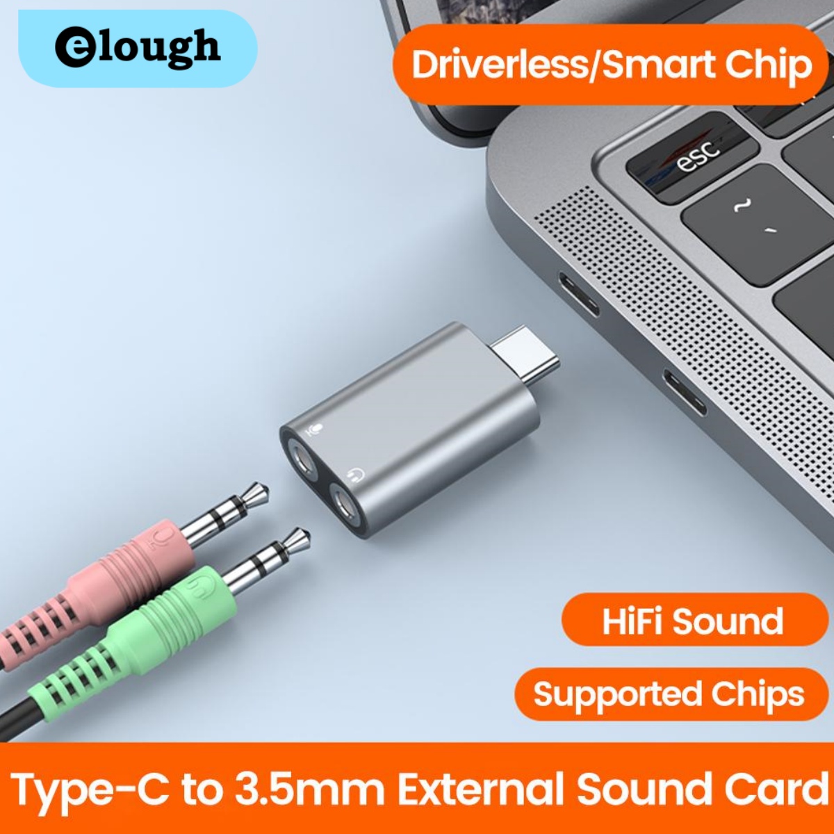 Elough Type C To 3.5mm Externa - Usb Sound Card External recension och pris